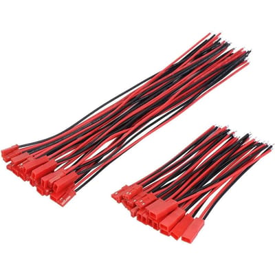 20× JST 2-pins connectoren 22 AWG – Voor LED-verlichting, RC-batterijen, speelgoed – Hoge kwaliteit & eenvoudig te gebruiken – Rood rood