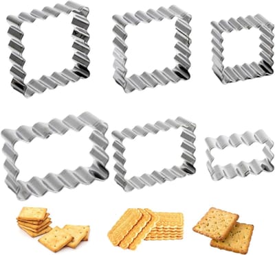 Dailygoods- Uitsteekvormen 6 Stuks - Rechthoekige Koekjessnijders - Roestvrij Staal - Ruimtebesparend - Antiaanbaklaag - Verschillende Maten - Koekjesvormpjes