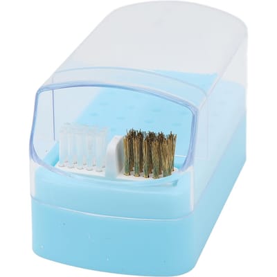 Support pour mèches de ponceuse à ongles 30 trous, étui de brosse de nettoyage, support anti-poussière, présentoir de rangement, outils de manucure bleu