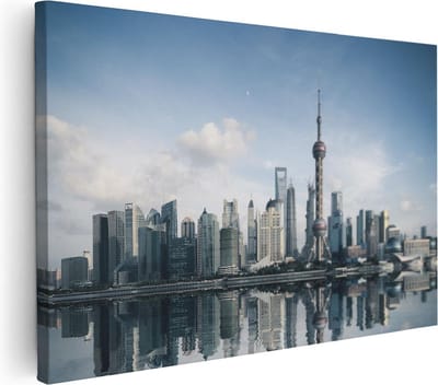 Artaza Canvas Schilderij Stad - 30x20 cm - Klein - Wanddecoratie Skyline - Muurdecoratie Woonkamer - Kamer Accessoires