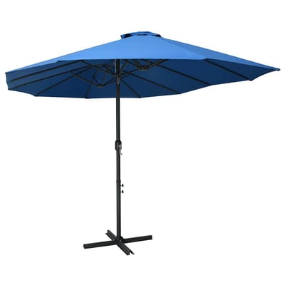 vidaXL - Parasol - met - aluminium - paal - 460x270 - cm - blauw