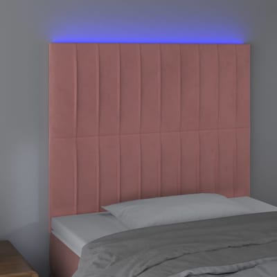 vidaXL - Hoofdbord - LED - 100x5x118/128 - cm - fluweel - roze