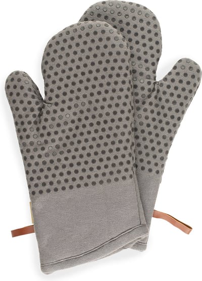 CH&F Silicon Dots Graphite Ovenwanten Grijs | Set van 2 | 18x33 cm | 100% Katoen met Siliconen Dots voor Extra Grip | Ovenhandschoenen