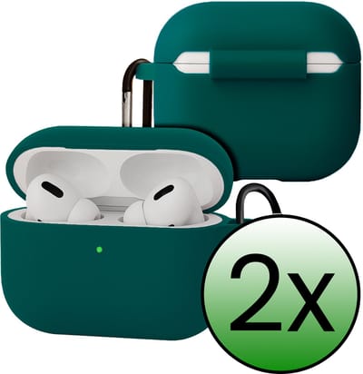Case - Geschikt voor Apple Airpods Pro 3 - Siliconen Hoes met Clip - Silicone Hoesje Cover - Petrol