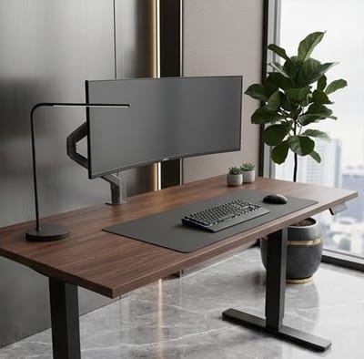 Ergonomisch Elektrisch Verselbaar Bureau – Dubbele Motor, Hoogte 72-120 cm, USB Aansluiting, Kabelgoot & Wielen – Zwart, Modern Zit-Sta Bureau voor Thuis & Kantoor Casa Serena – 120 cm – Casa Dorada