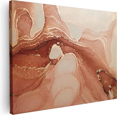 Artaza Canvas Schilderij Marmer Abstract - 40x30 cm - Klein - Muurdecoratie Woonkamer - Wanddecoratie Terracotta - Kamer Accessoires