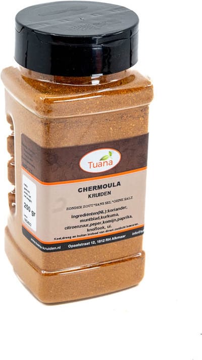Tuana Kruiden - Chermoula Kruidenmix Zonder Zout - Strooibus 200 Gram - Tuanashop - MP-C-0008