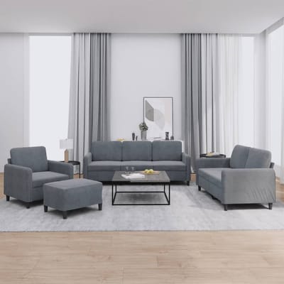 vidaXL - 4-delige - Loungeset - fluweel - donkergrijs