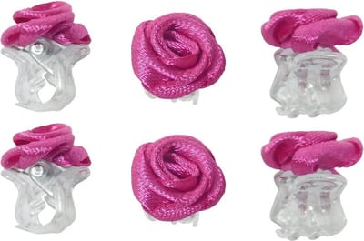 Haarsoires Haarspeld Haarklemmen 1cm – Roosjes – Fuchsia Roze – Set van 6 - Haarclip Klem - Hair Claw - voor Opsteken Haar - Hair Clip - Decoratieve Haaraccessoire