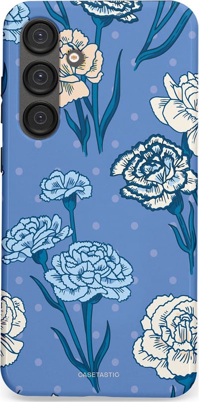 Casetastic hoesje geschikt voor Samsung Galaxy S25 Plus - Dubbellaagse bescherming - Anjer melange - Fashion Case - Lavendel Petrol Zilver