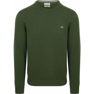 Gant Pullover Lamswol Mosgroen - Maat XXL - Heren - Pullovers
