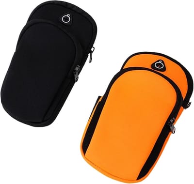 Sportieve armbandenset met verstelbare schouderband en ritsvak voor mobiel, sleutels en accessoires, perfect voor hardlopen, fitness en fietsen, ademend en elastisch