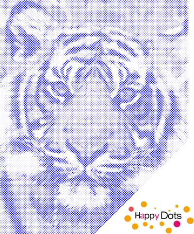 HappyDots DOT Painting Tijgerkop 30x40cm - Stippelschilderij Blauw