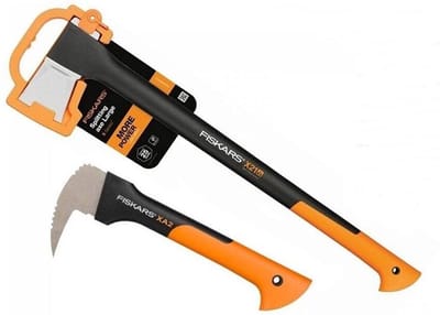Fiskars X21 Bijl Met XA2 Pikhaak Set - Houtbijl - 2 in 1 - Handsappie - WoodXpert
