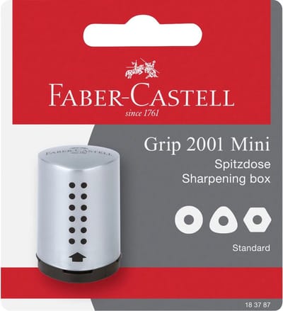 Faber-Castell puntenslijper - Grip 2001 - met opvangbakje - zilver - FC-183787