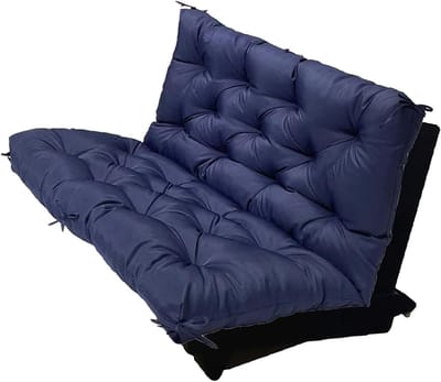 Tuinbankkussen met rugleuning - Schommelkussen buiten - Comfortabel relaxen - 10 cm dikke vulling - 120 x 100 cm - Donkerblauw