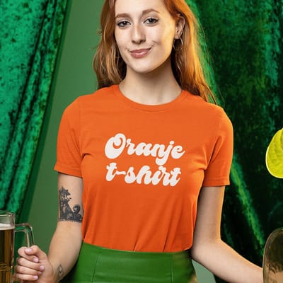 Dames Oranje Koningsdag WK & EK T-shirt - Maat XS - Tekst Oranje T-shirt - Dames Feestkleding & Carnavalskleding