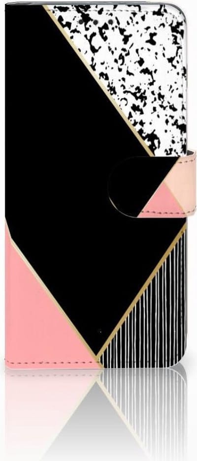 Samsung Galaxy S10 Plus Book Case Zwart Roze Vormen