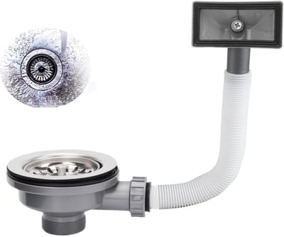 Dailygoods - Gootsteen Afvalkit - Aanrecht Zeef - Lekvrije Verbinding - Zilver - Overloopset voor Keuken en Badkamer - Inclusief Afvoerhoes