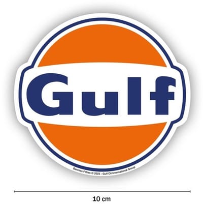 Gulf Logo sticker - Officieel gelicenseerd vinyl voor collectie - 10 cm