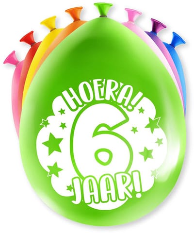 Happy Party Ballonnen 6 jaar (8 stuks)
