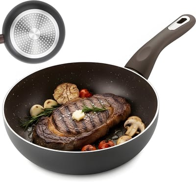Lomera Koekenpan 28 CM - Geperst Aluminium - Inductie Geschikt - Non-Stick Coating - Marble Coating - Vaatwasserbestendig - Krasbestendig - PFOA-vrij - Goede Warmte Geleiding - Hoge Rand