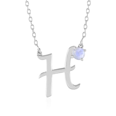 Cavill - Regenboog Maansteen Halsketting - 925 Sterling Zilver Geplatineerd - 0,40 ct Rond Geslepen Maansteen - Elegante Verstelbare Ketting 40-45 cm