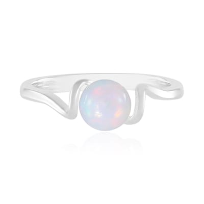 Cavill - Zilveren ring - 925 Sterling zilver geplatineerd - Welo-opaal 0 755 ct 6 mm rond - Filigraan design - Elegante damesring