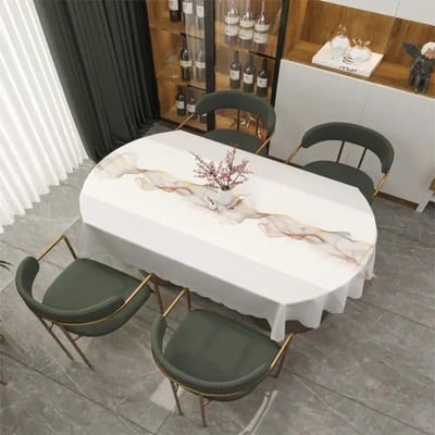 Ovale eettafelhoes waterdicht oliebestendig wasvrij brandwerend PVC-afdekdoek NIEUW opvouwbaar tafelkleed voor huishoudelijk gebruik 138x180cm