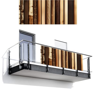 Balkonscherm 300x120 cm - Balkonposter Hout - Planken - Natuurlijk - Balkon scherm decoratie - Balkonschermen - Balkondoek zonnescherm