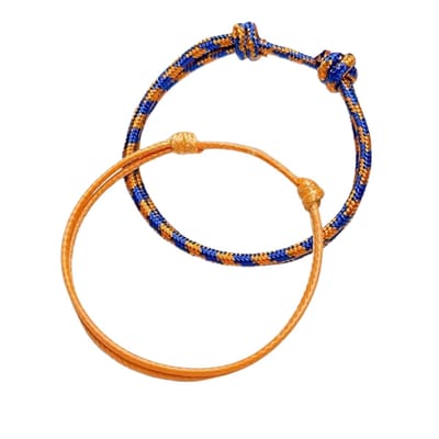 Bovista Armband - Staal - Nep Zilver - Dames - 2 St - Blauw/Oranje