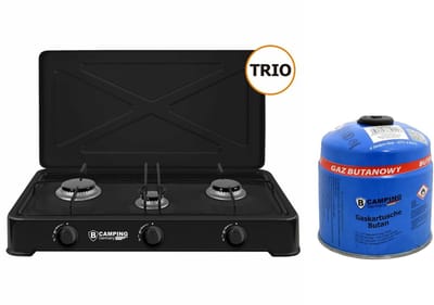 Camping kookpit/kookstel - 3 pits - inclusief butaangas navulling - 500 gram - buiten leven