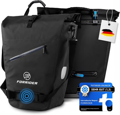 Fietsbagagedrager Tas - Waterdichte Fietstas - Boodschappen Vervoeren - Magnetische Schouderband - 27 Liter - Zwart