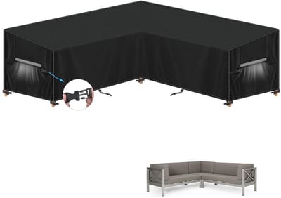 Famanu - Beschermhoes voor tuinmeubelen, V-vorm, afdekzeil voor loungebank, waterdicht, anti-uv, 420D Oxford-stof, 235 x 235 x 90 x 80/60 cm