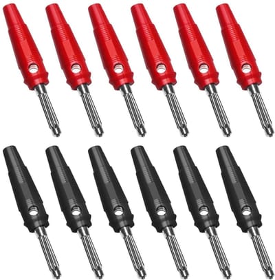 12x 4mm Soldeerbare Banaanstekkers 32A Verguld voor Meetapparatuur