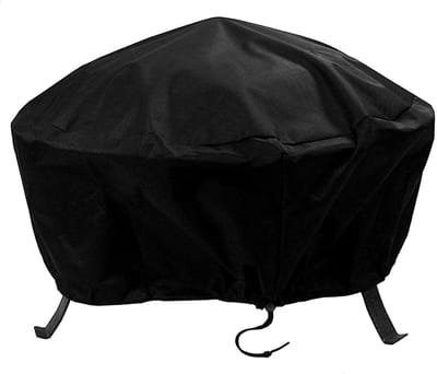 Beschermhoes voor vuurschaal - Beschermhoes voor Vuurkorven - Tuinmeubelhoes - Barbecuehoezen - Vuurkorfhoes - Waterdicht Beschermhoes - 122*46cm - 210D Oxford-stof - Voor vuurkorf 122 cm - Waterdichte - Rond - Met trekkoord - Zwart