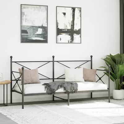 vidaXL - Slaapbank - zonder - matras - 80x200 - cm - staal - zwart