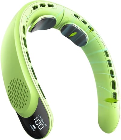 Nekventilator met bladloos veiligheidsontwerp, drietraps windsnelheidsregeling en slim digitaal LCD-display — voor stil gebruik op kantoor en tijdens het sporten.