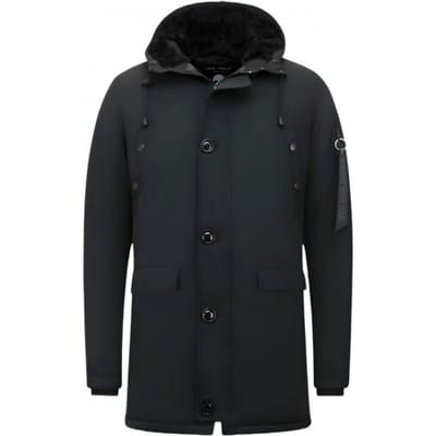 Lange Winterjas Heren - Heren Parka Winterjas - 7103 - Zwarte Jas Heren