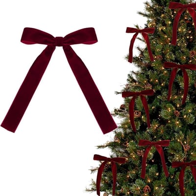 QTTVBTNA 12 stuks kerststrikken - wijnrode stoffen strikken - decoratie voor kerstboom, krans & guirlande - 13x18cm