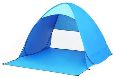 Strandtent Pop-up - Strandhuisje Zonnetent - Zonbescherming Buiten - UV 50+ Verzwaarde Stof - 2-3 Personen - Blauw