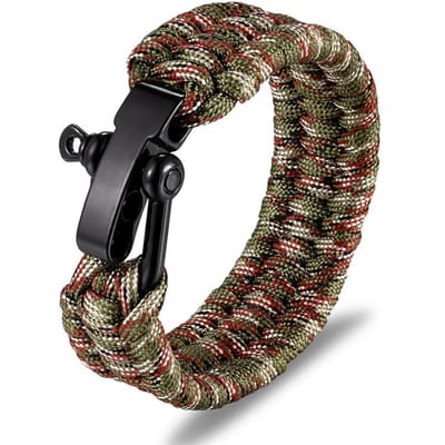 Buiten Kamperen Roestvrijstalen Armband Heren Paracord Parachute Touw Polsband Survival Bangle Homme Handgemaakte Gevlochten Sieraden black
