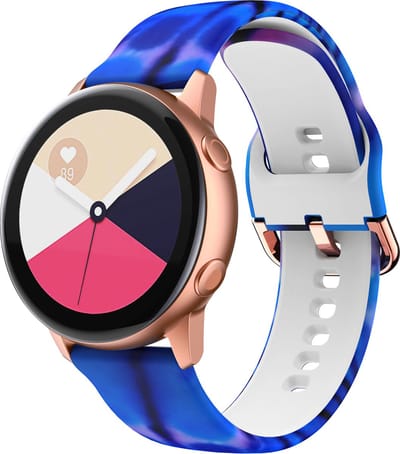 Strap-it Smartwatch bandje 20mm - siliconen bandje Aurora print geschikt voor Samsung Watch 3 41mm / Watch 42mm / Galaxy Watch Active (2) / Galaxy Watch 4 (Classic) / Watch 5 (Pro) / Watch 6 (Classic) / Watch 7 (40 & 44mm) / Watch FE / Gear Sport