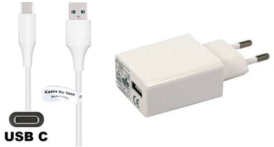 OneOne 2A lader + 0,2m sterke USB C kabel. TUV / GS 100% veilig. Standaard oplader adapter past op Samsung Galaxy A02s, A03s, A04, A05s, A13, A23, A52s, A21s, F06, Galaxy Note 7, Note 8, Note 9, F41, M33, M23, M35