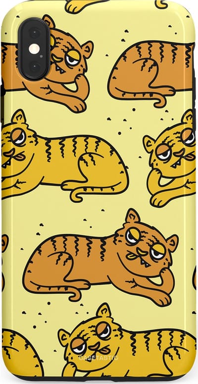 Casetastic hoesje geschikt voor Apple iPhone XS Max - Dubbellaagse bescherming - Tijger dromen - Fashion Case - Crème Goud Olijfgroen