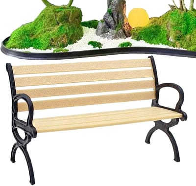 Miniatuur Bankje - Poppenhuis Meubel - Miniatuur Decoratie - Gedetailleerd Ontwerp - 10.5 cm Lengte - Houtkleur