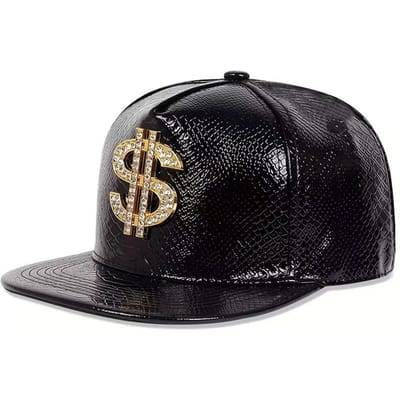 Krokodillenpatroon Baseballpet Unisex Dollar Metaal Logo Platte Klep Hoed Vakantiefeest Vizier Leer Hip-Hop Hip-Hop Hoed zwart