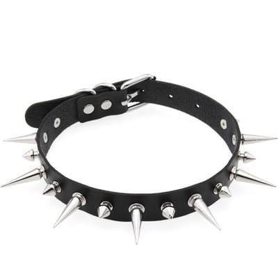 Punk Lange Doornen Choker Pu Leer Kraag Voor Vrouwen Mannen Cool Grote Klinknagels Met Studs Choker Goth Stijl Ketting Emo Accessoires gray