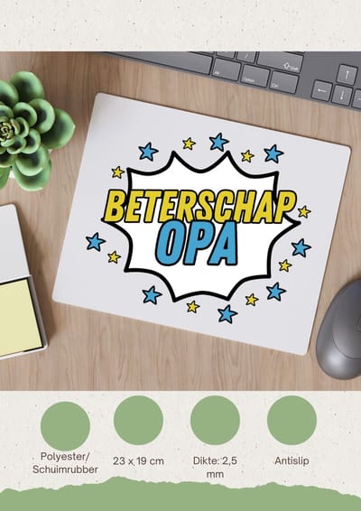 Akyol - beterschap opa Muismat - Beterschap - een opa die ziek is of iets gebroken heeft - cadeau voor zieke opa - ziek - koorts - snel beter worden - cadeau - beterschap cadeau - kado - gift - geschenk - 23 bij 19 cm