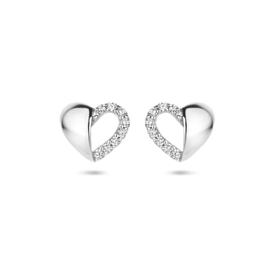 Zilver Gerhodineerd Oorknoppen Hart Zirkonia 1335073